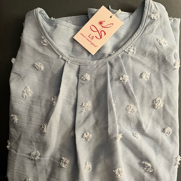 LS Swiss Dot Baby Blue Blouse Size L - Picture 5 of 10